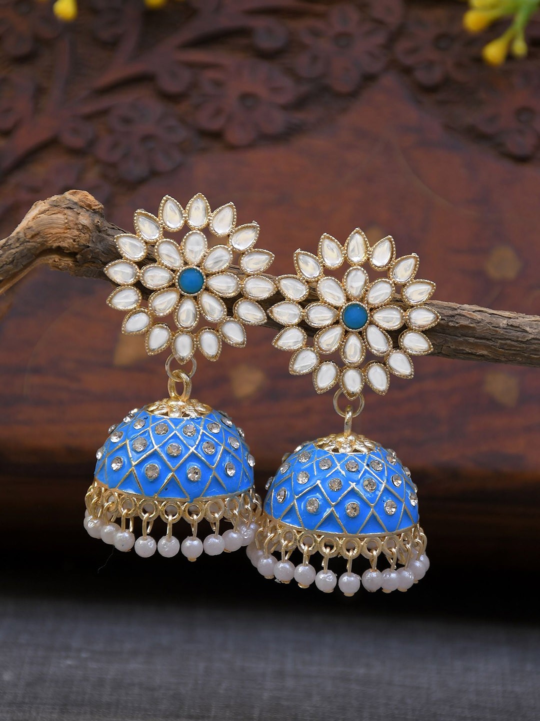 

Crunchy Fashion Gold Plated Dome Shaped Jhumkas
