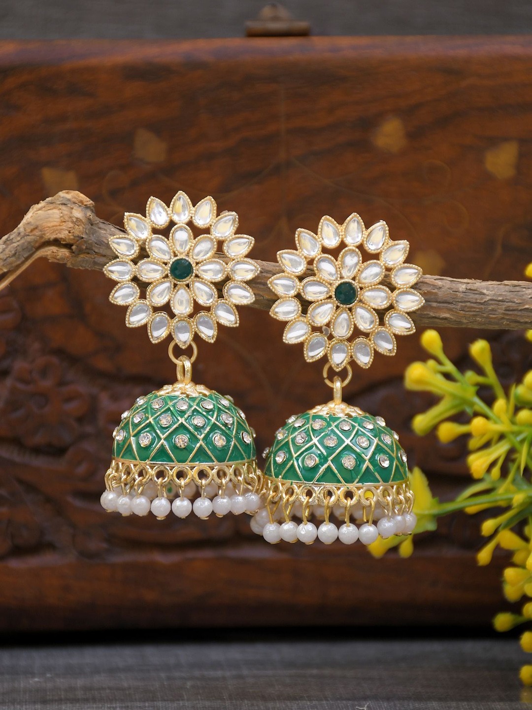 

Crunchy Fashion Gold-Plated Contemporary Jhumkas