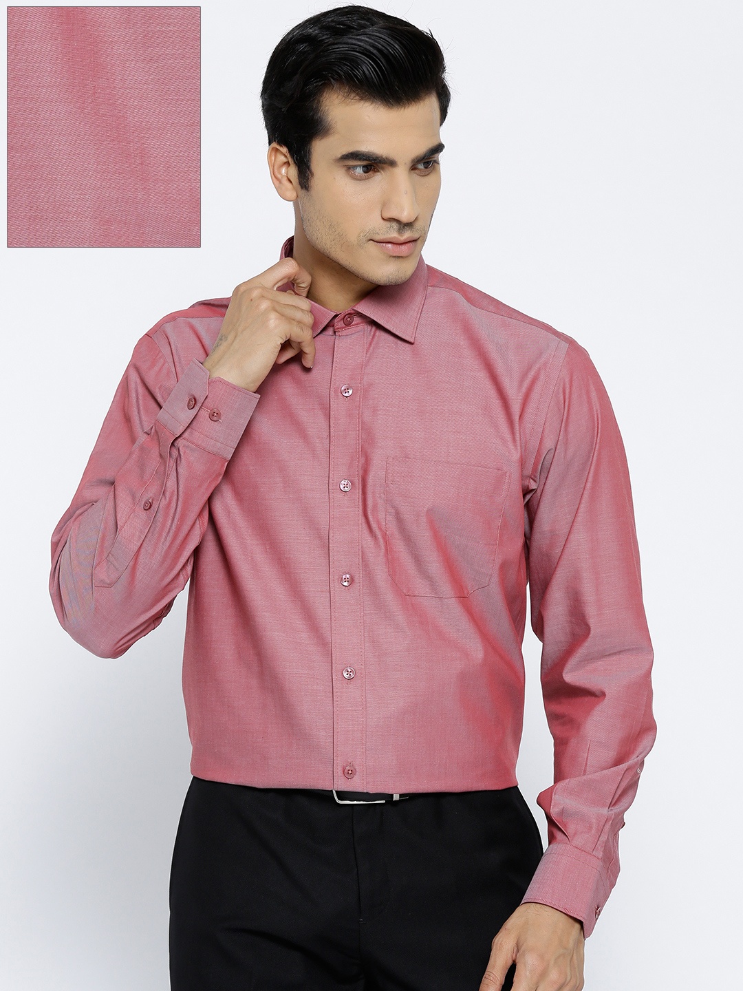 

Wills Lifestyle Men Pink Solid Formal Shirt