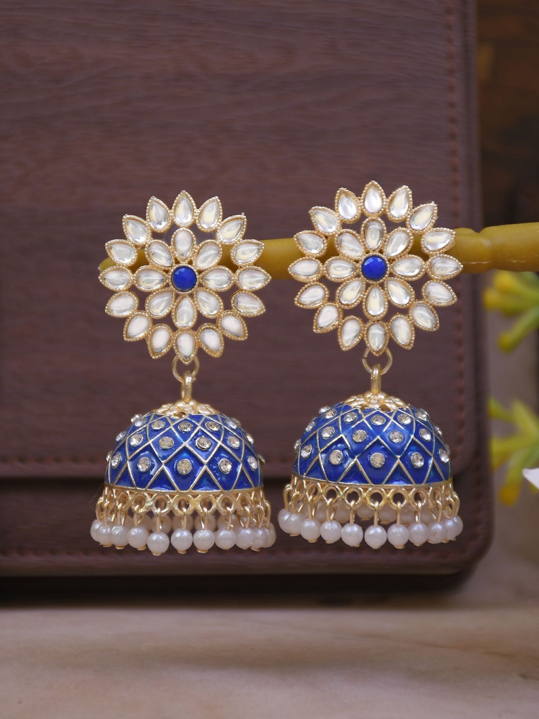 

Crunchy Fashion Gold-Plated Dome Shaped Jhumkas
