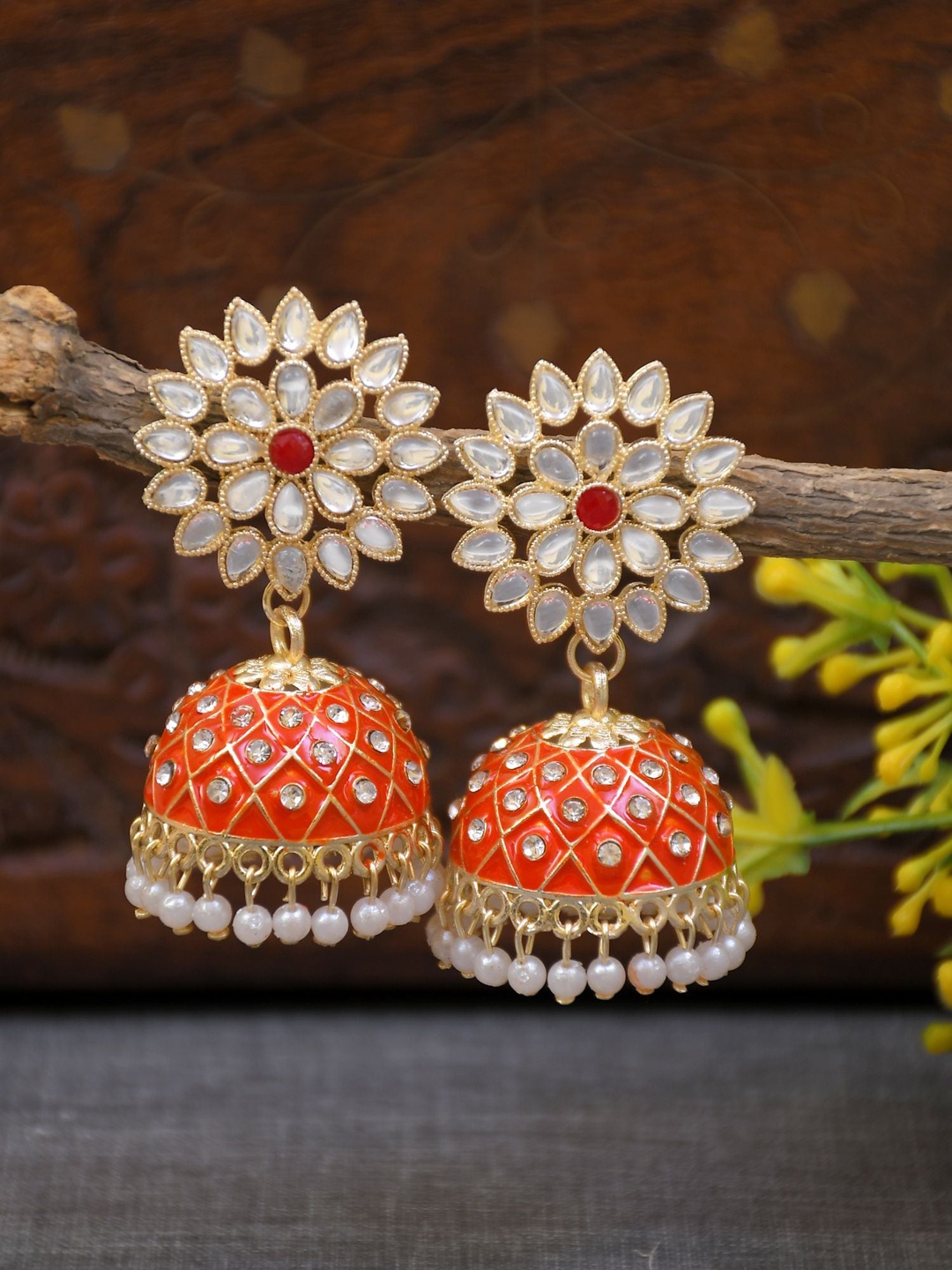 

Crunchy Fashion Gold-Plated Dome Shaped Jhumkas