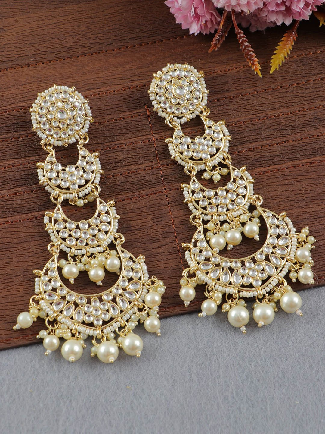 

Crunchy Fashion Gold-Plated Contemporary Chandbalis