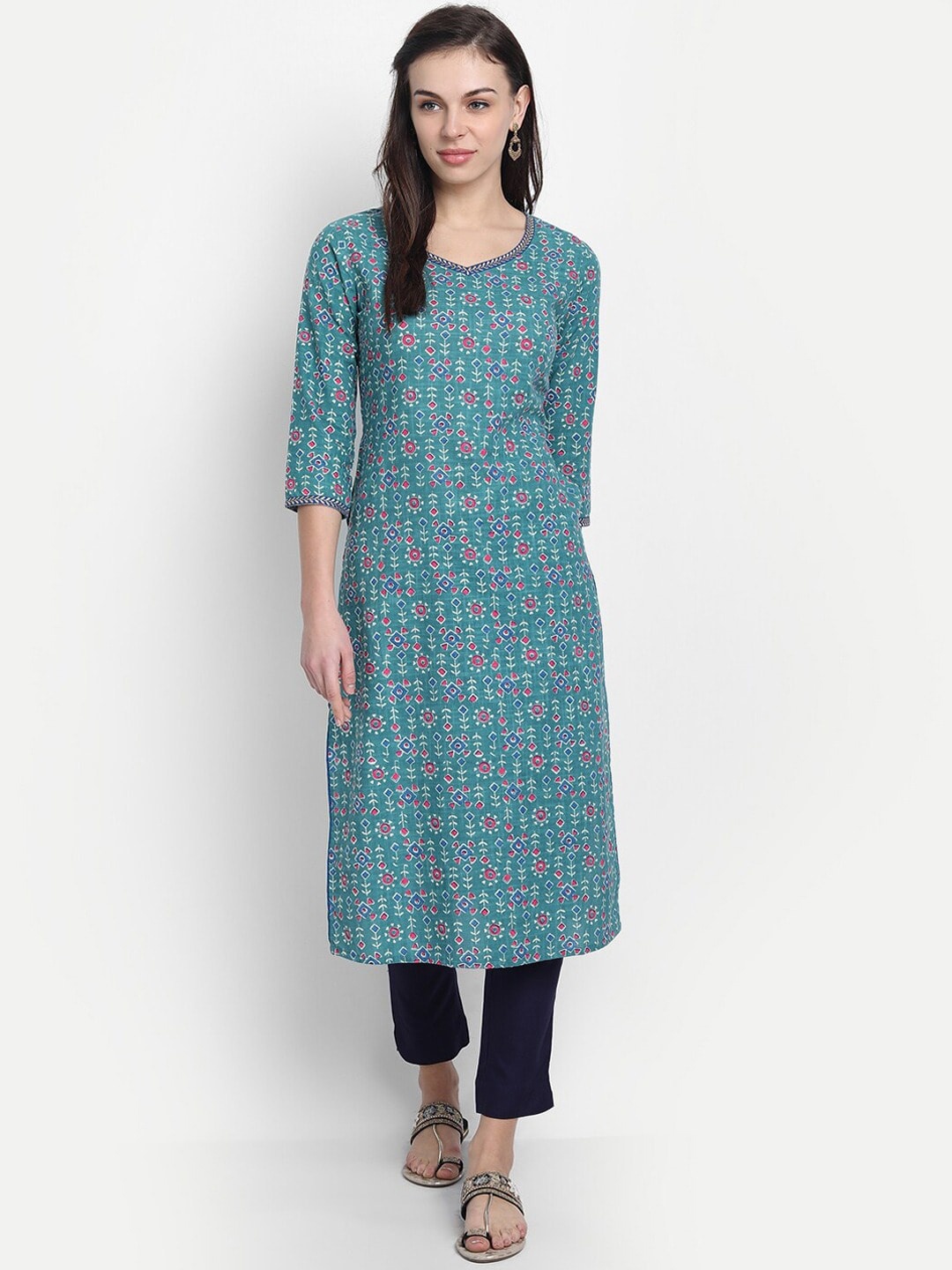 

SUTI Ethnic Motif Printed Stright Kurta, Blue