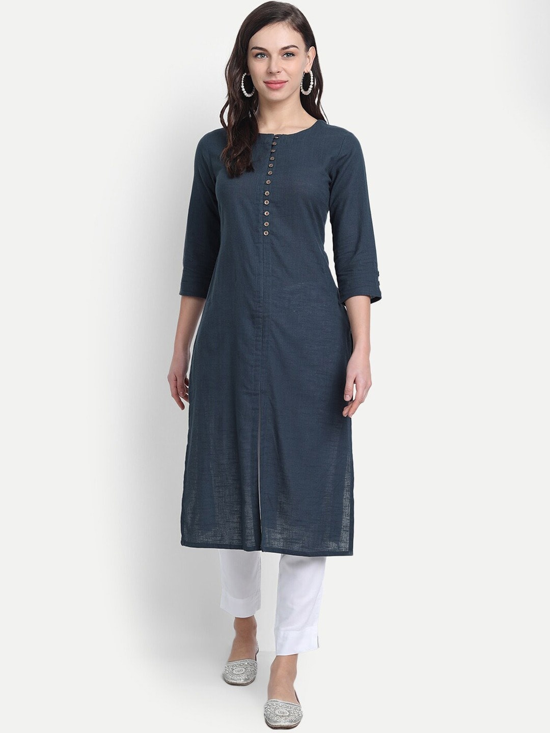 

SUTI Round Neck Straight Kurta, Navy blue