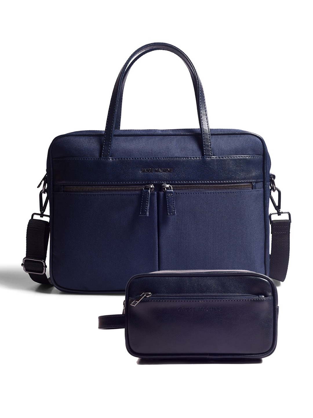 

Gauge Machine Unisex Laptop Bag Comes With A Pouch, Navy blue