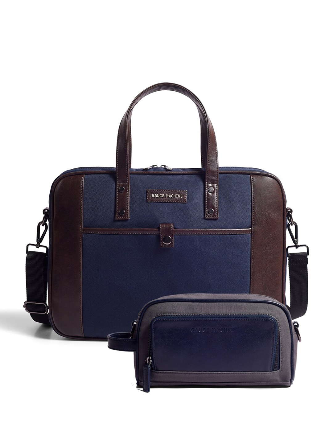 

Gauge Machine Unisex Laptop Bag Comes With A Pouch, Navy blue
