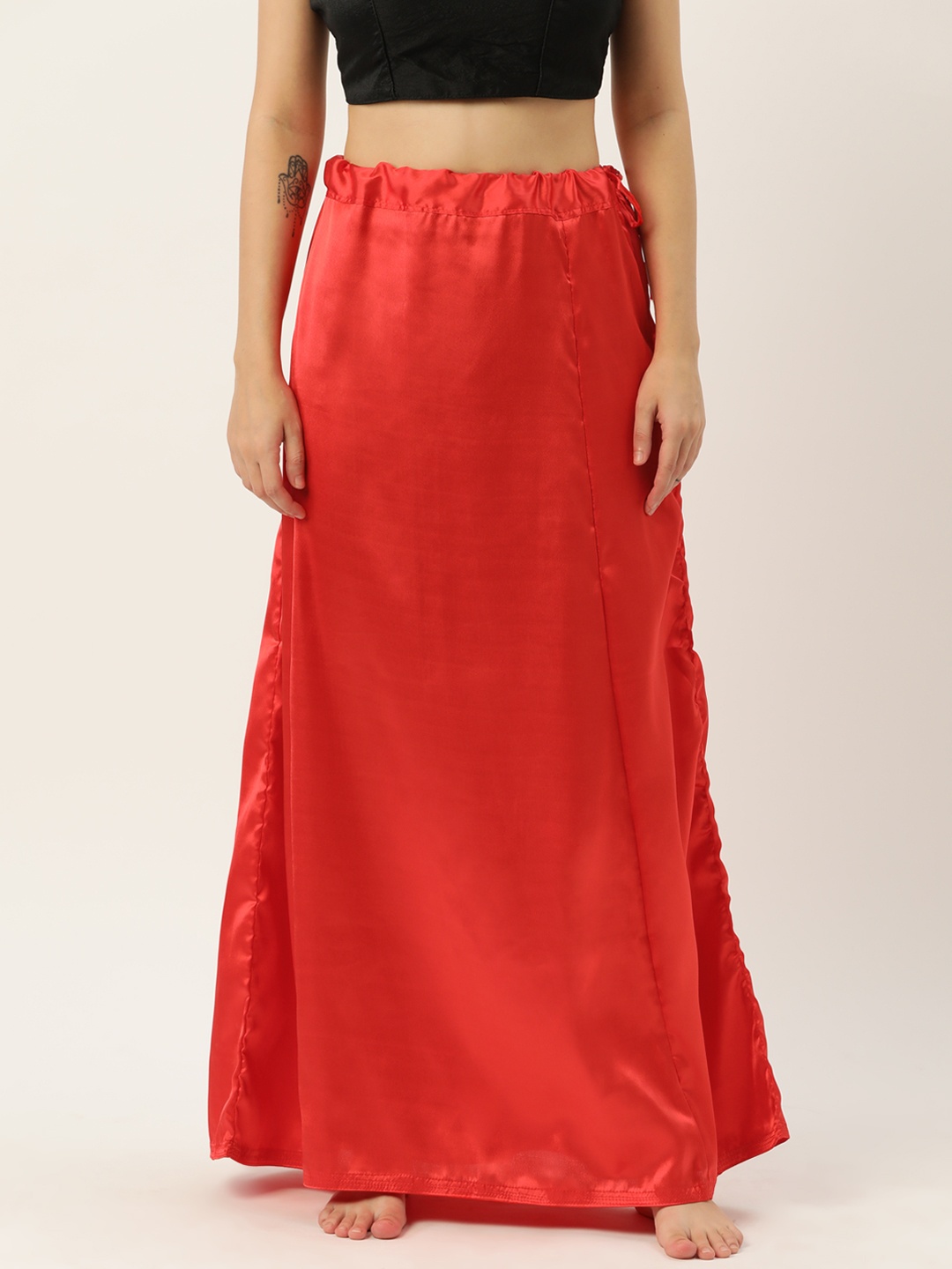 

HASRI Women Solid Saree Shapewear, Red