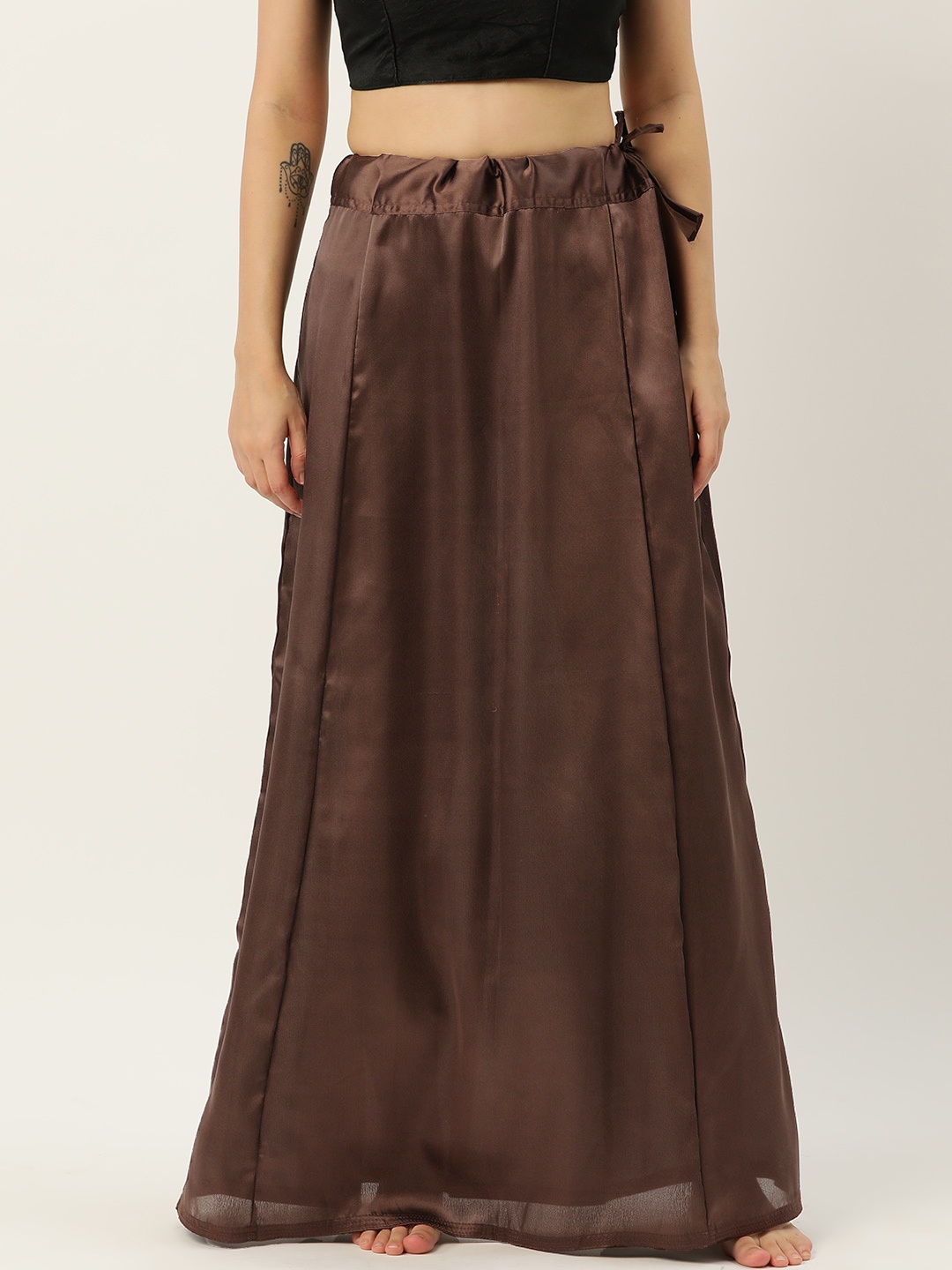 

HASRI Women Solid Saree Shapewear, Brown