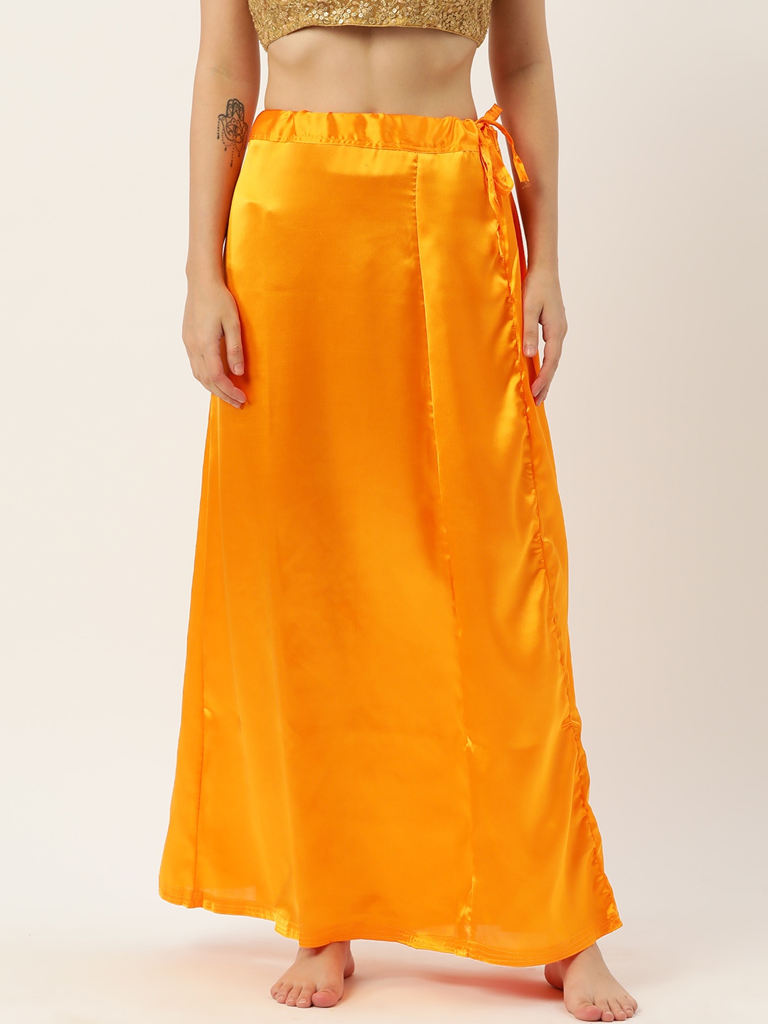 

HASRI Women Solid Saree Shapewear, Orange