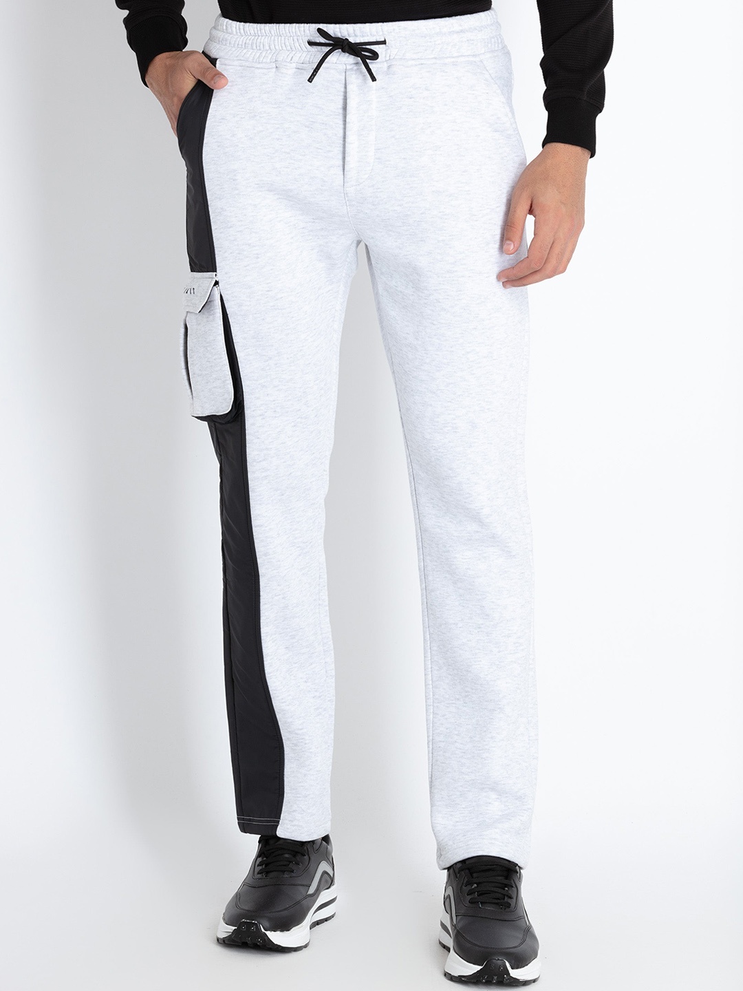 

Status Quo Men Colorblocked Cotton Track Pants, White