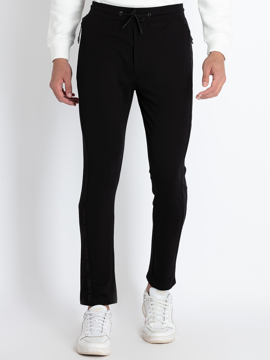 

Status Quo Men Cotton Cut & Sew Track Pants, Black