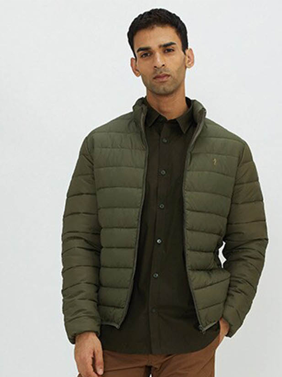 

Indian Terrain Classic Slim Fit Opaque Casual Shirt, Green