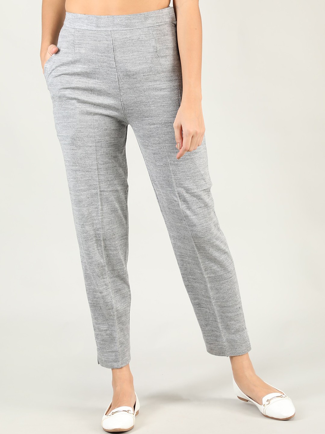 

Dlanxa Women Woolen Winter Cigarette Trousers, Grey