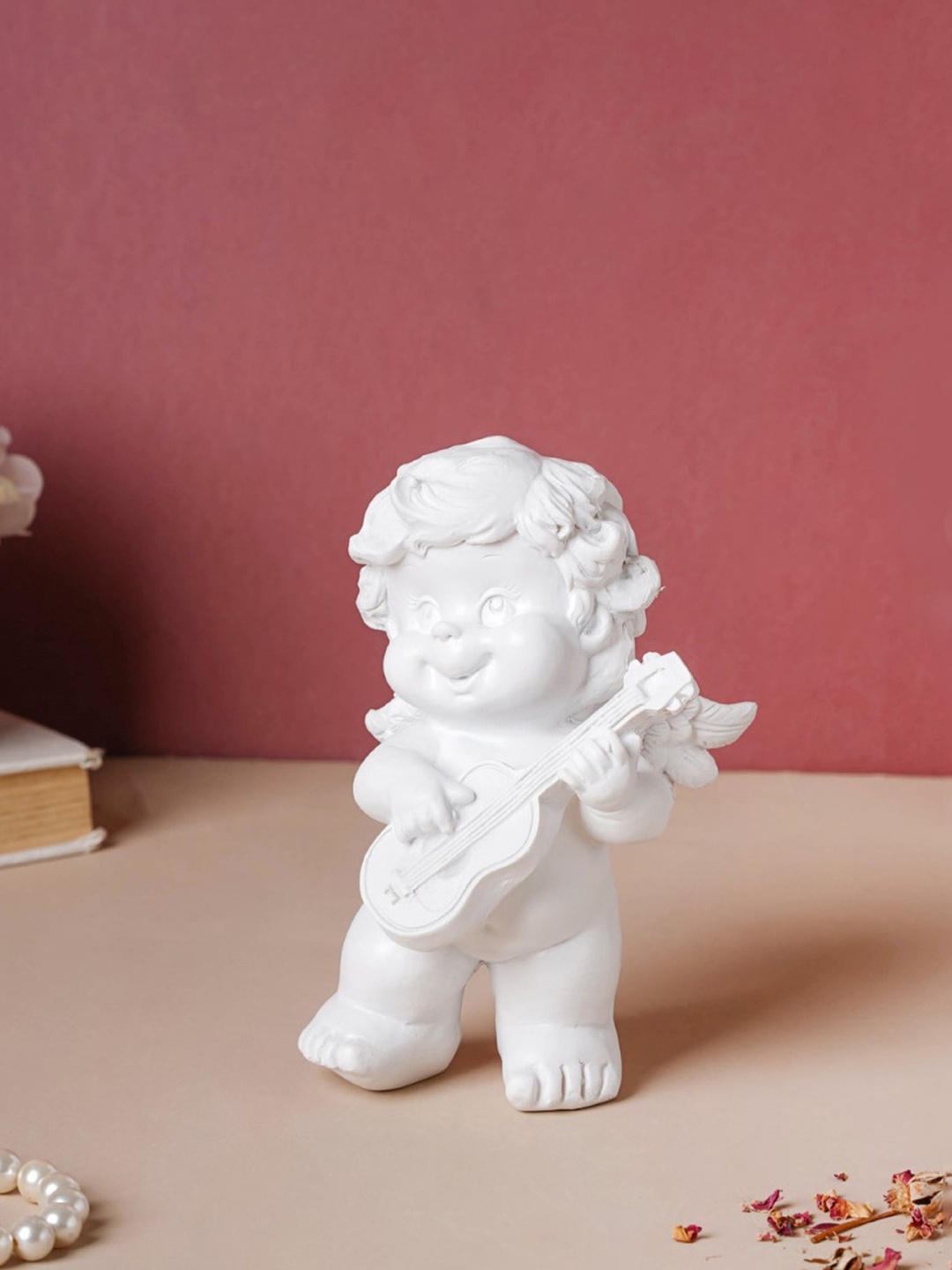 

Nestasia White Baby Angel With Ukulele Figurine Showpiece