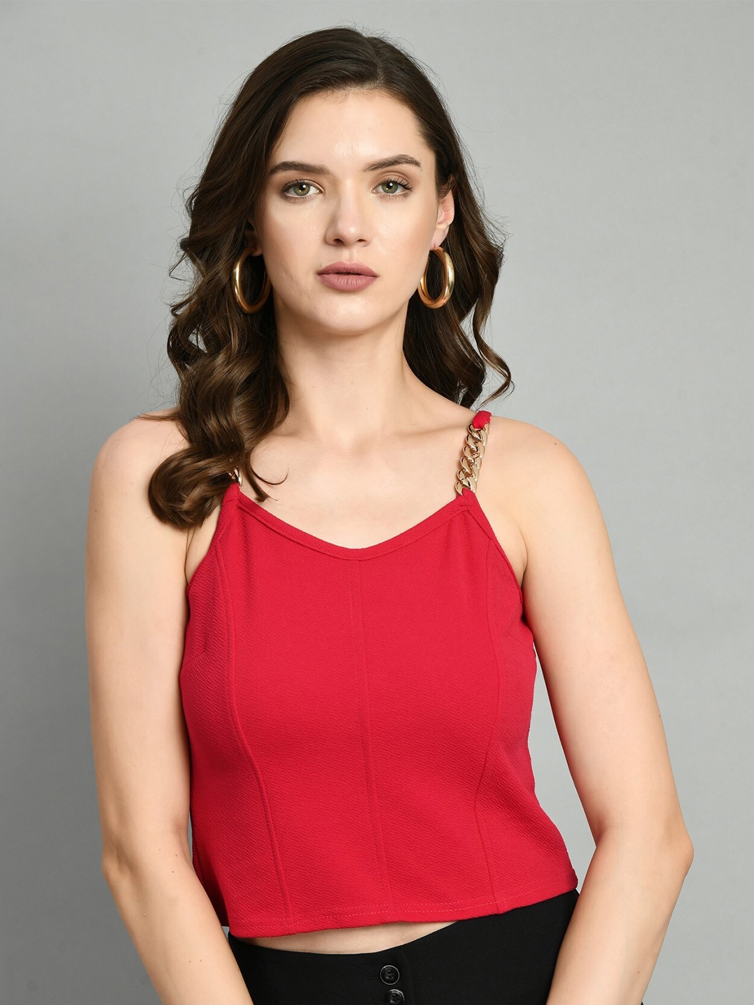 

Moshe Sleeveless Fitted Top, Red