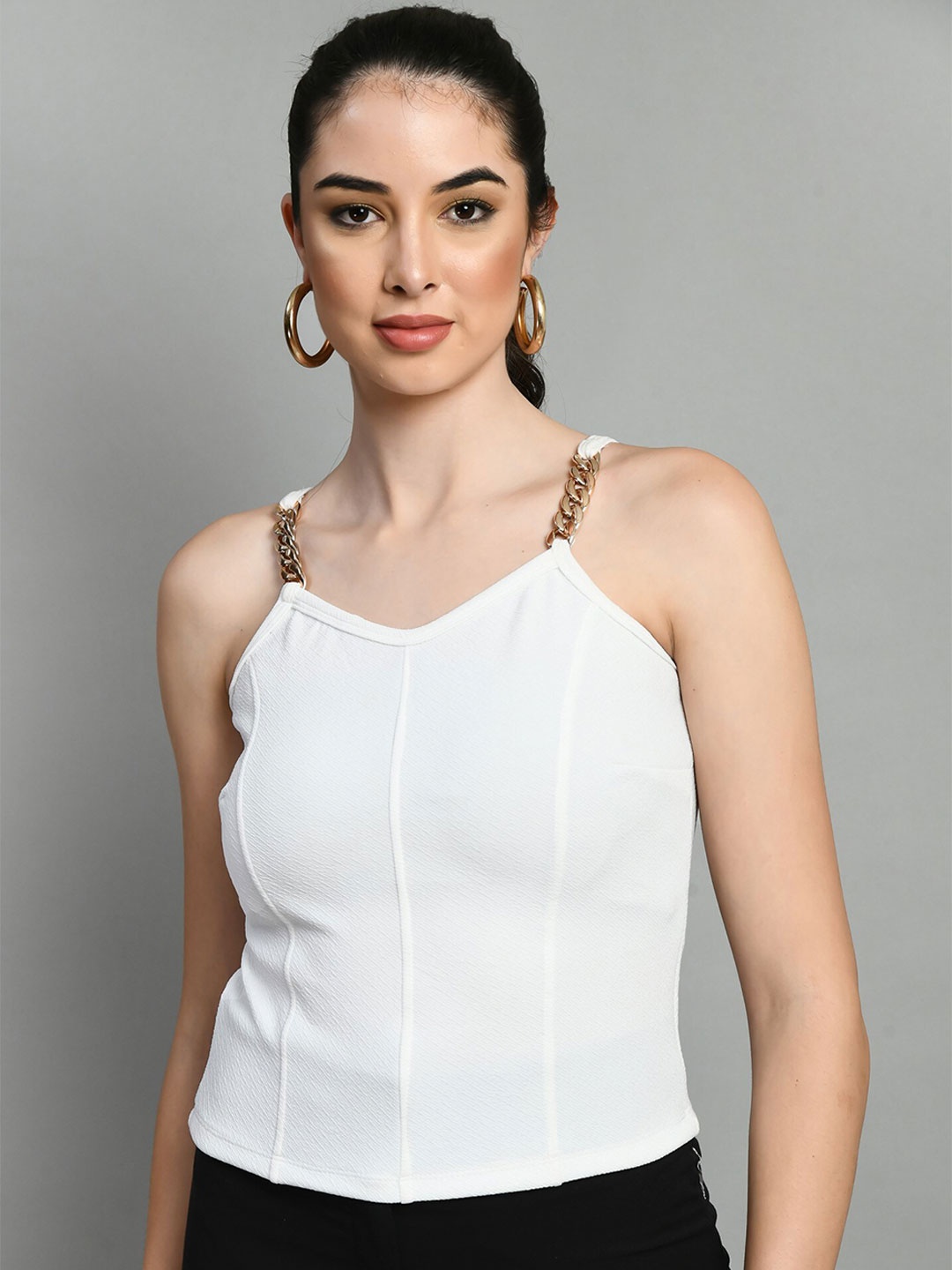 

Moshe Sleeveless Fitted Top, White