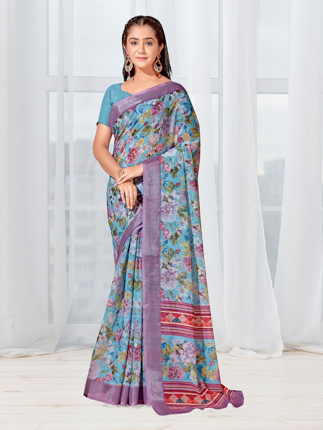 

Anouk Floral Printed Saree, Purple