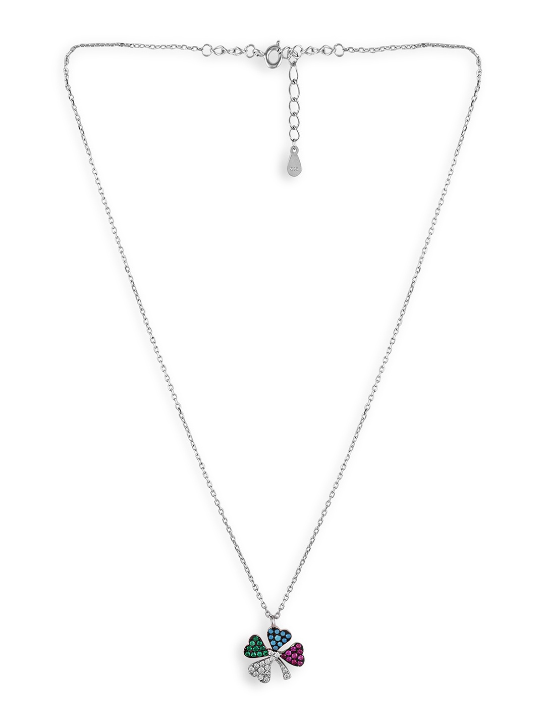 

Silverwala 929 Silver CZ-Studded Pendant With Chain, White
