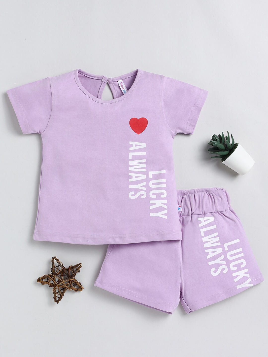

Toonyport Girls Printed Top with Shorts, Lavender
