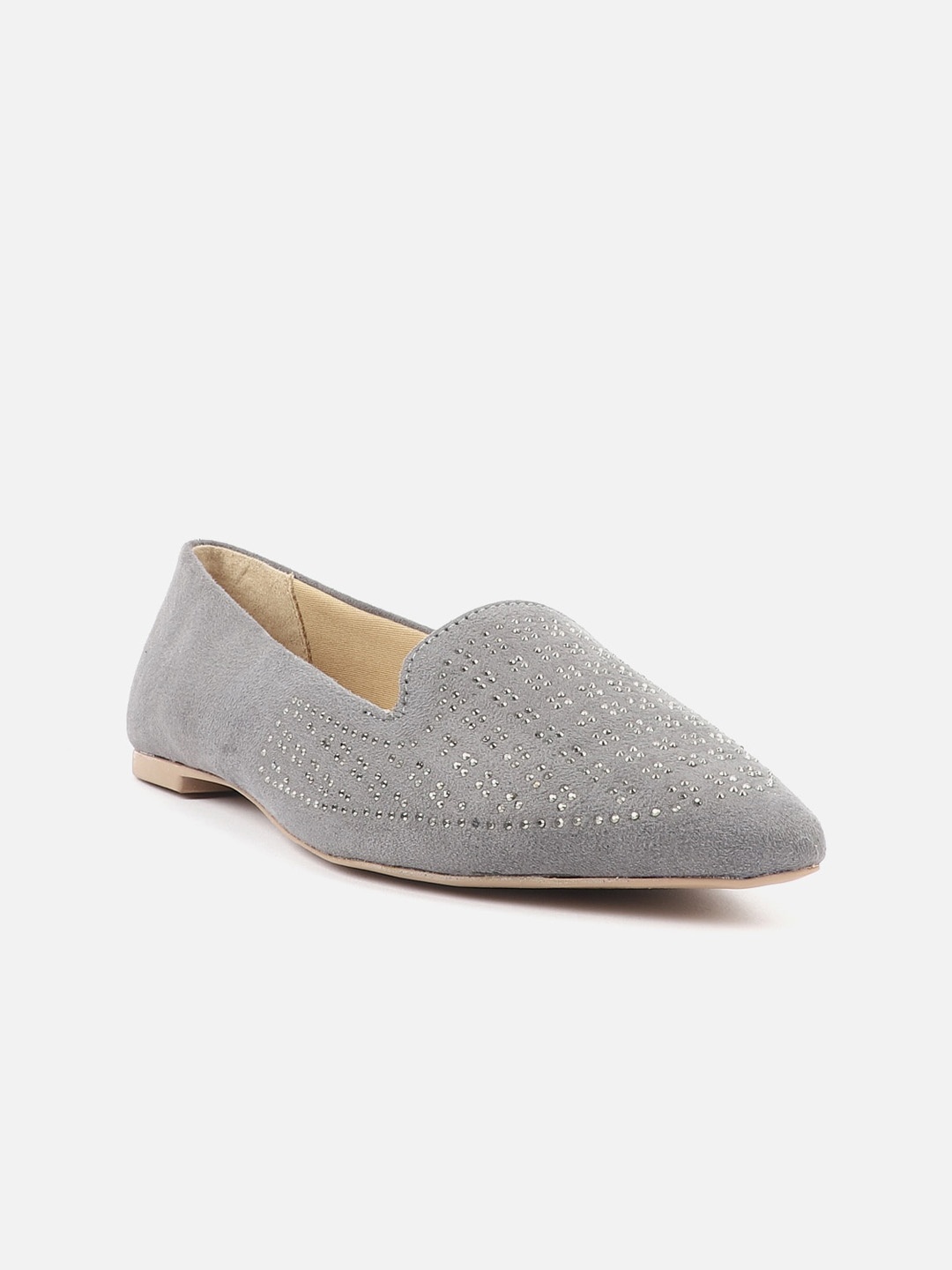 

Carlton London Embellished Pointed Toe Slip-On Sneakers, Grey