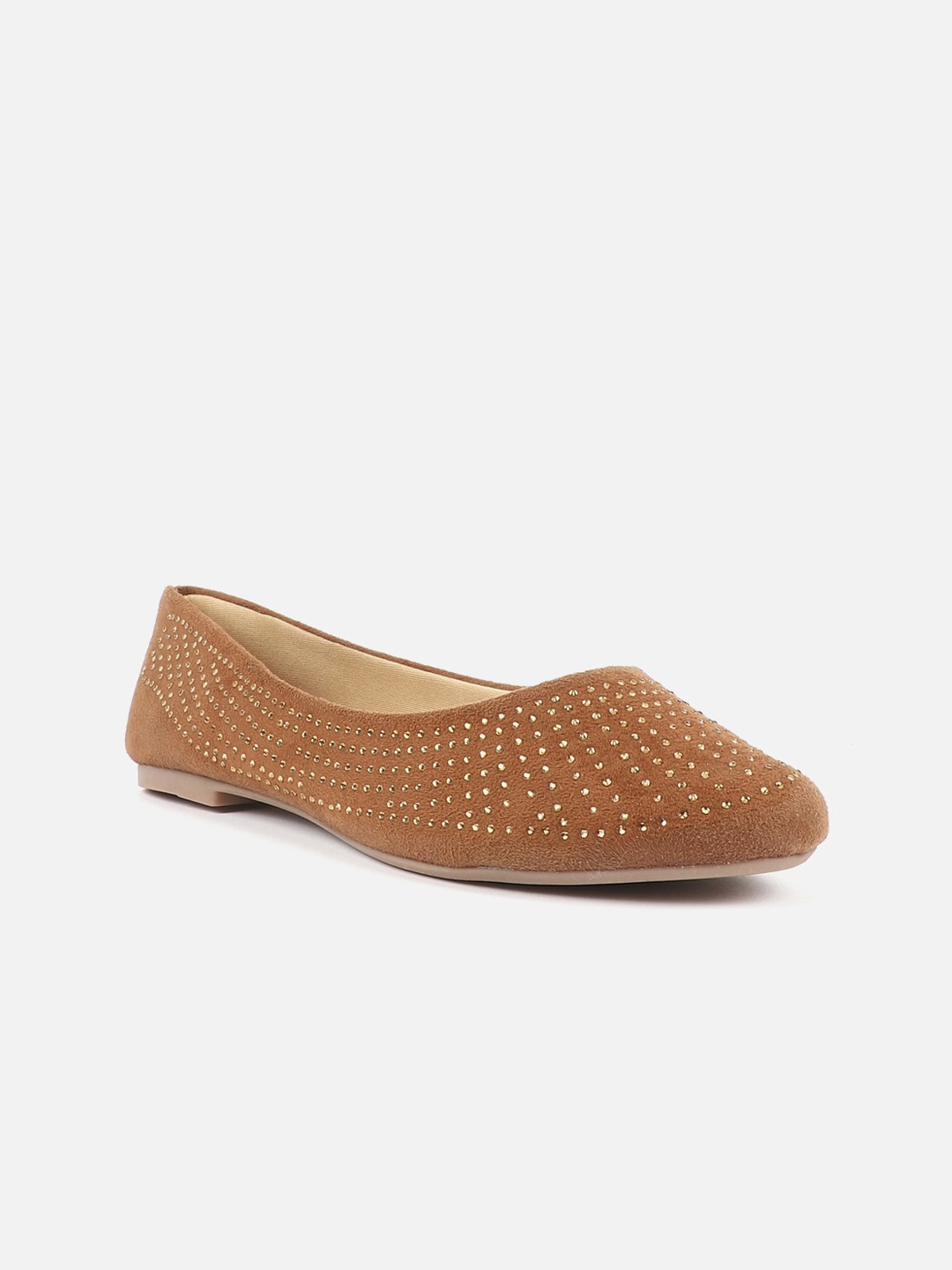 

Carlton London Embellished Round Toe Ballerinas, Tan