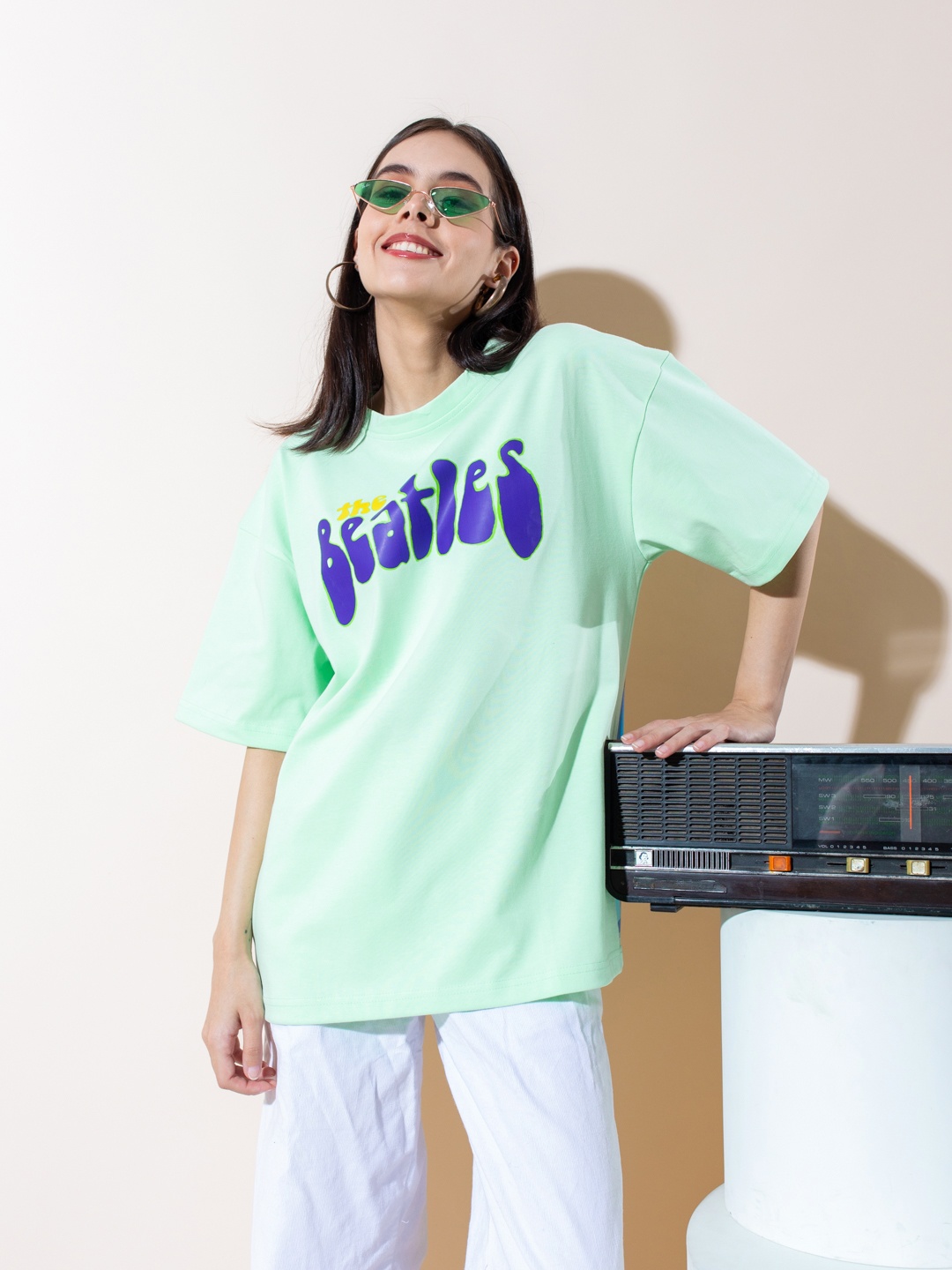 

Stylecast X Hersheinbox Pure Cotton Printed Drop-Shoulder Sleeves T-shirt, Green