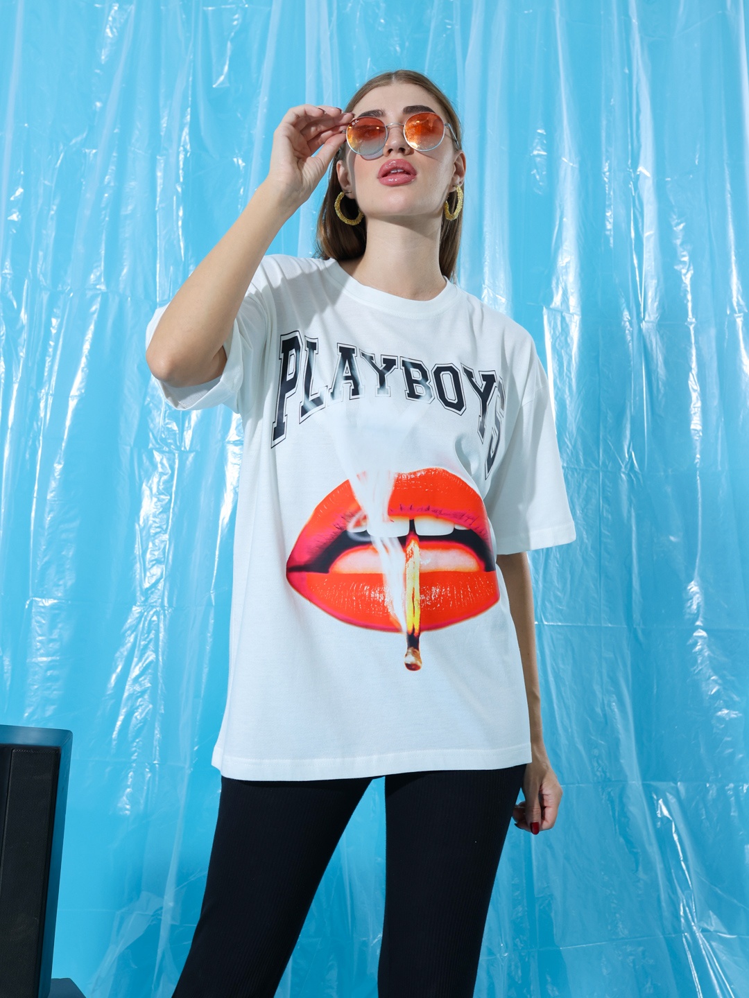 

Stylecast X Hersheinbox Women Printed Relaxed Fit Pure Cotton T-shirt, White