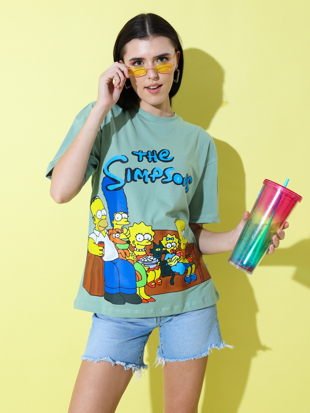 

Stylecast X Hersheinbox The Simpsons Printed Drop-Shoulder Sleeves T-shirt, Olive