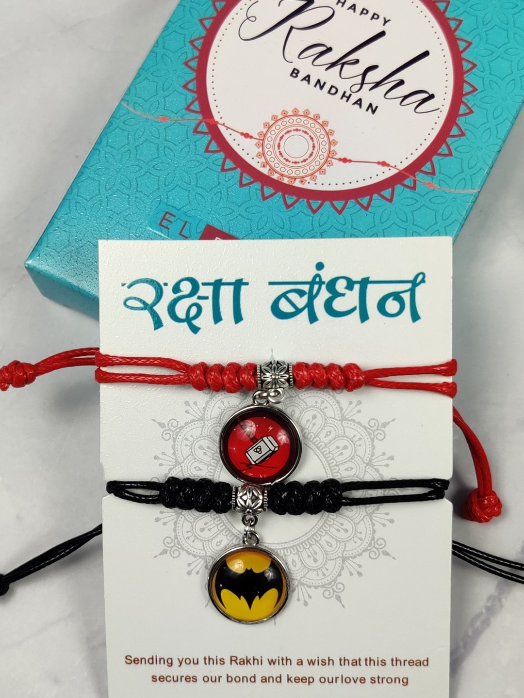 

EL REGALO Kids Set Of 2 Charm Rakhi With Roli & Chawal & Card, Black
