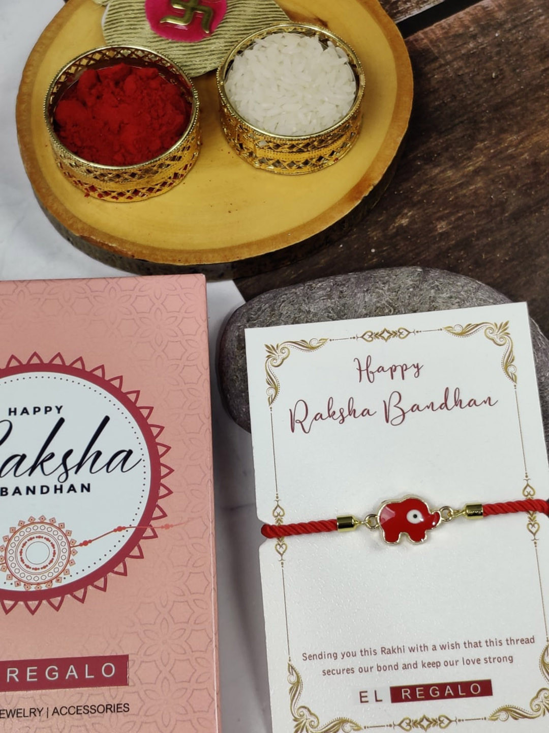 

EL REGALO Boys Elephant Charm Rakhi, Red