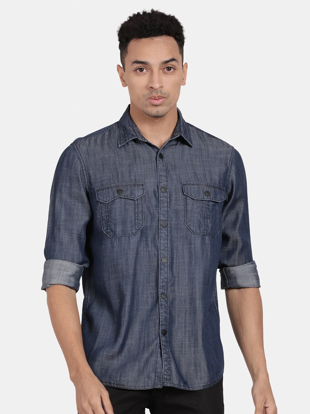 

t-base Opaque Cotton Casual Shirt, Grey