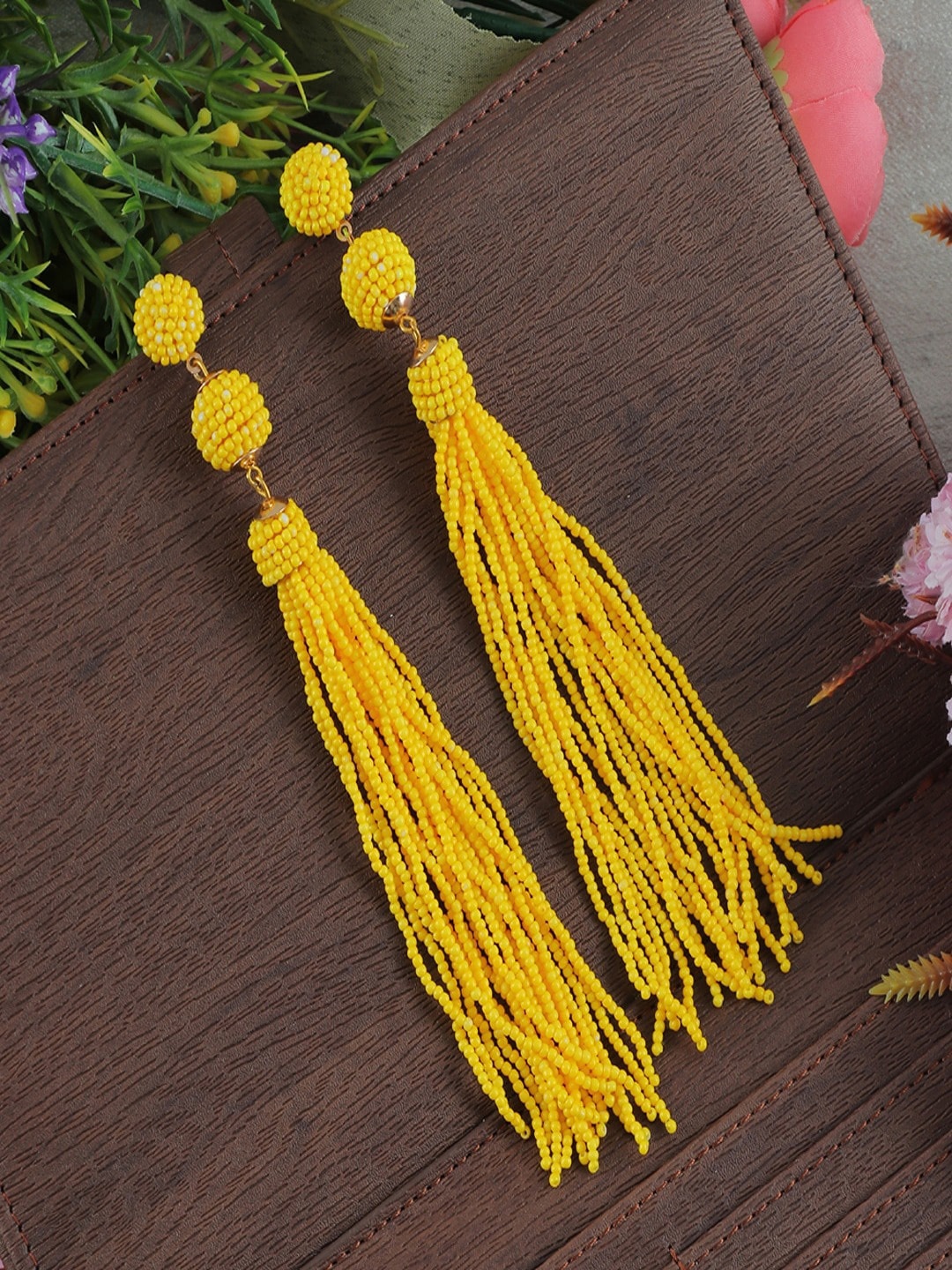 

UNIVERSITY TRENDZ Gold-Plated Beaded Tassel Earrings