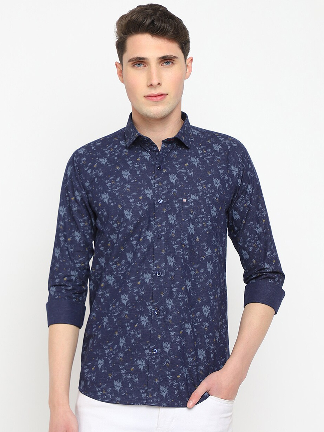 

JADEBERRY Classic Floral Printed Opaque Cotton Casual Shirt, Blue