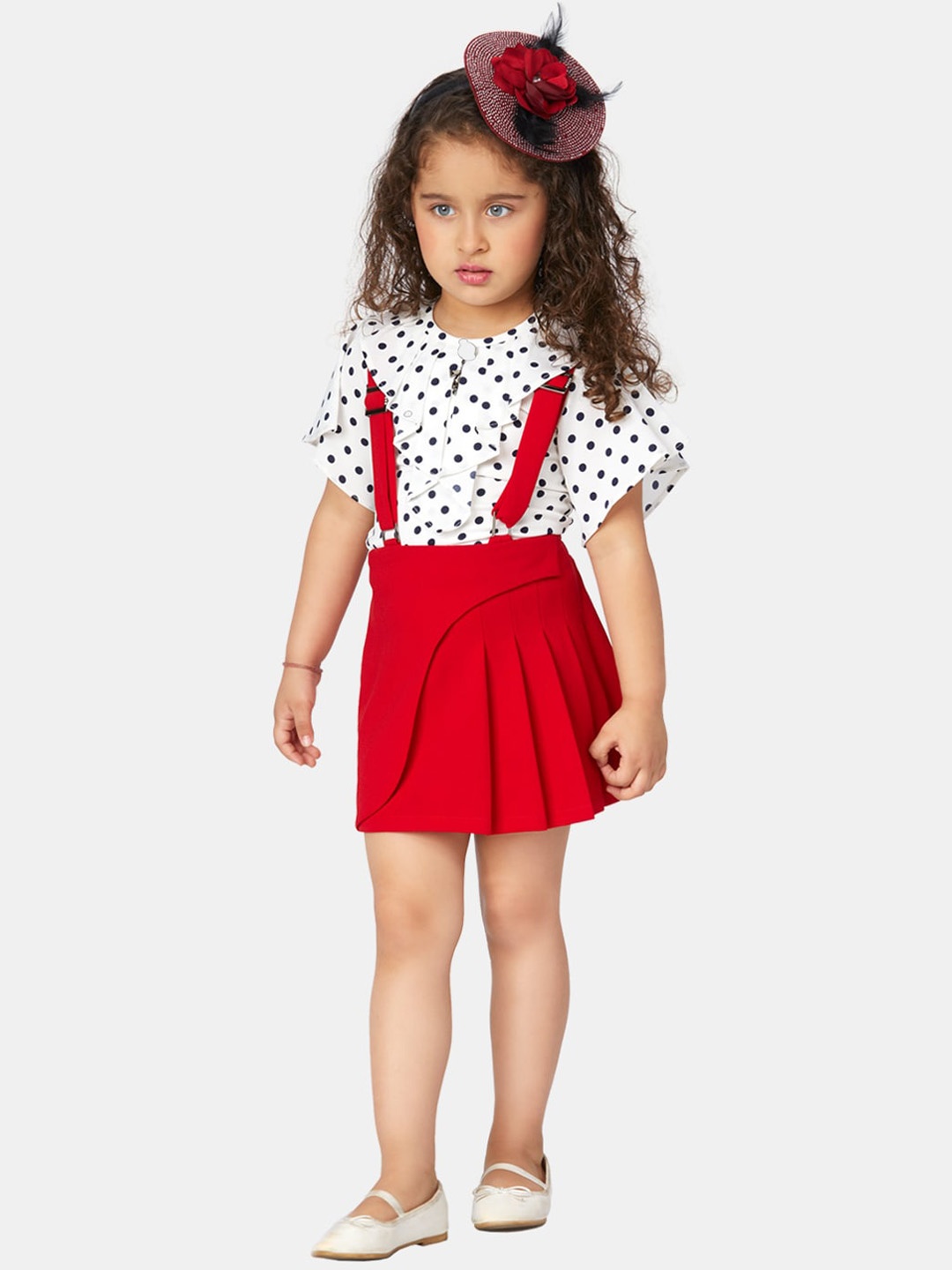 

Peppermint Girls Flared Dungaree, Red