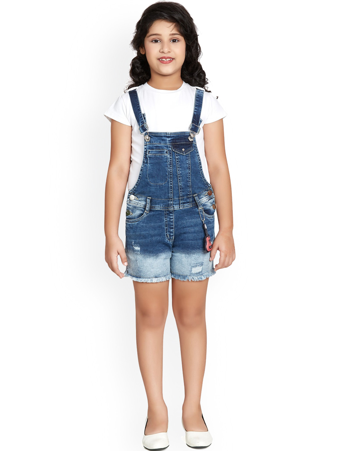 

Peppermint Girls Slim Fit Denim Dungaree, Blue