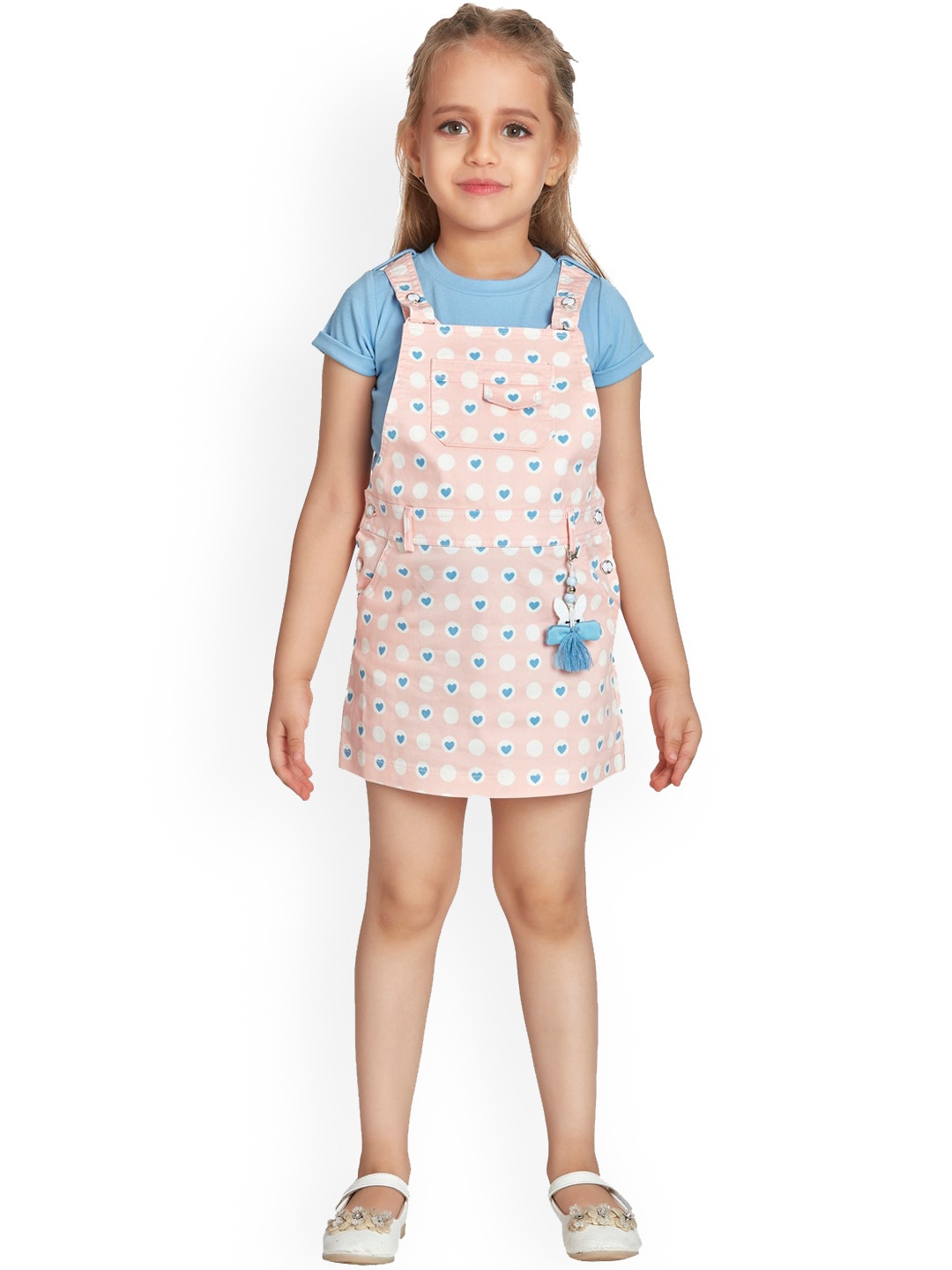 

Peppermint Girls Conversational Printed Cotton Dungarees, Pink