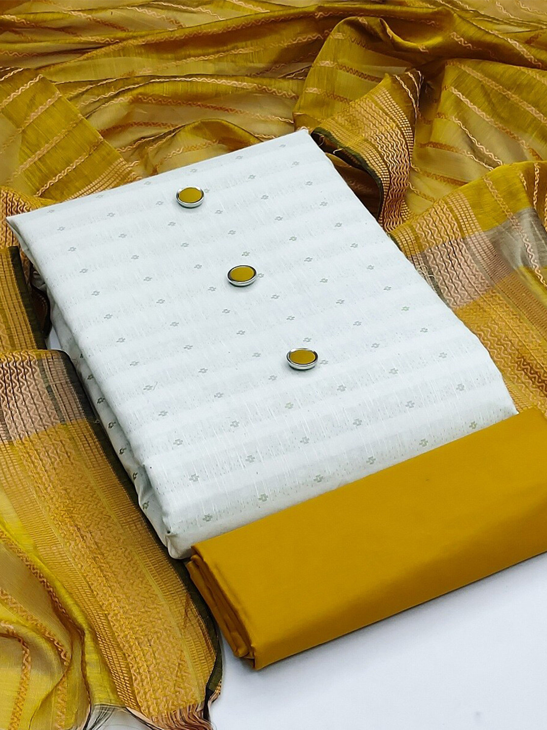 

APNISHA Geometric Woven Design Unstitched Dress Material, Yellow