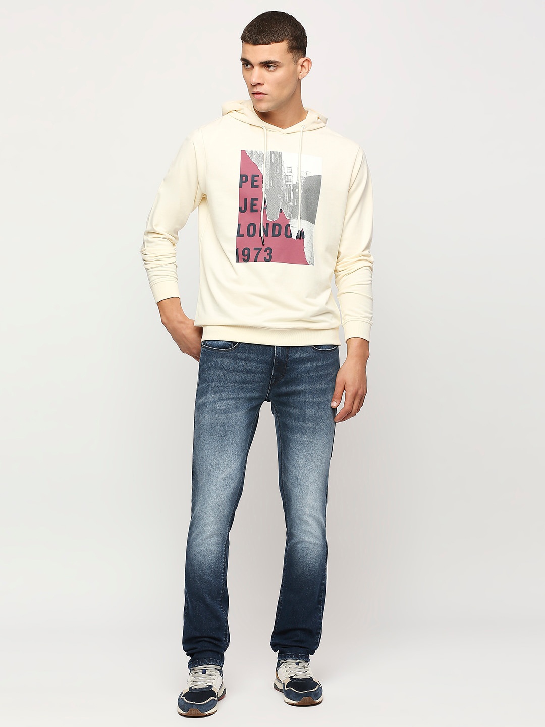 

Pepe Jeans Typography Printed Cotton Sweatshirt, White