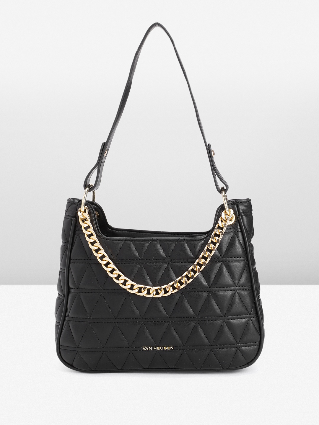 

Van Heusen Structured Hobo Bag with Quilted Detail, Black