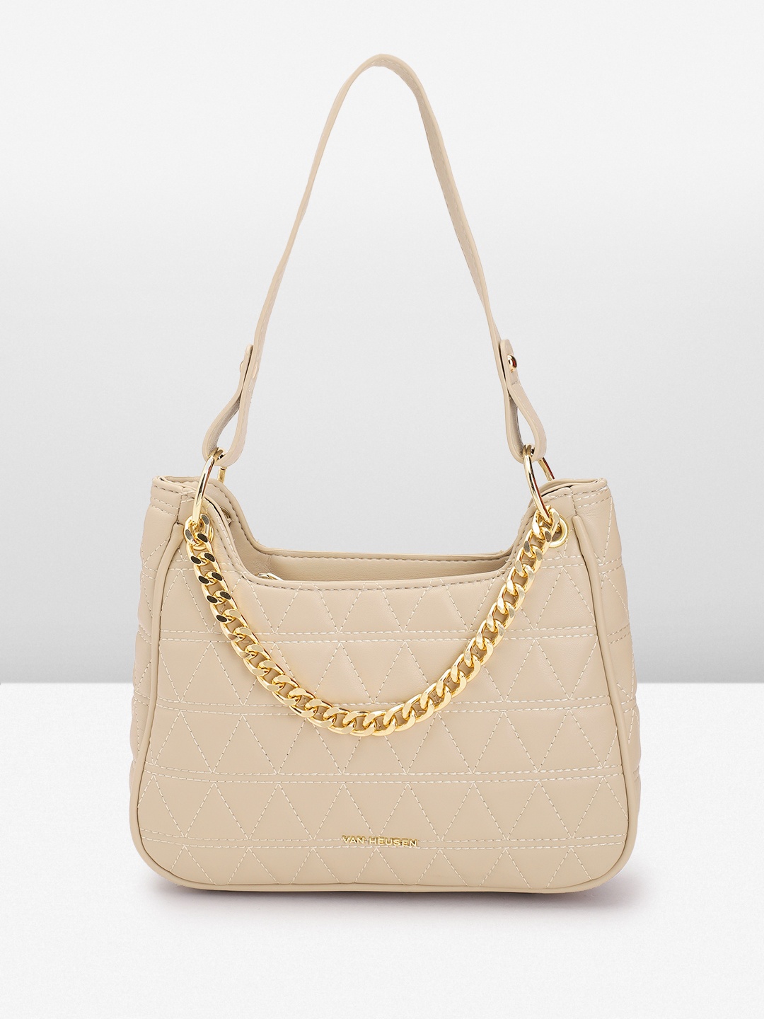 

Van Heusen Structured Handheld Bag with Quilted Detail, Beige