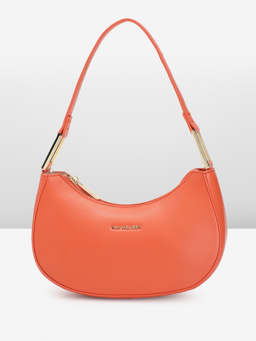 

Van Heusen Solid PU Half Moon Baguette Bag, Rust