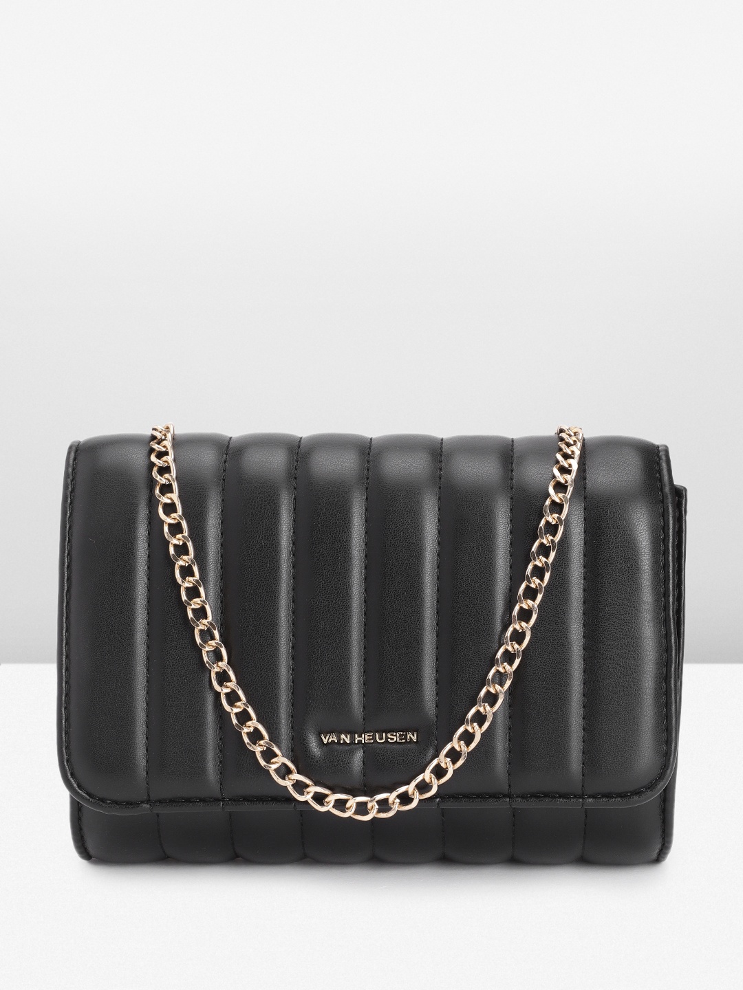 

Van Heusen Structured Sling Bag with Quilted Detail, Black