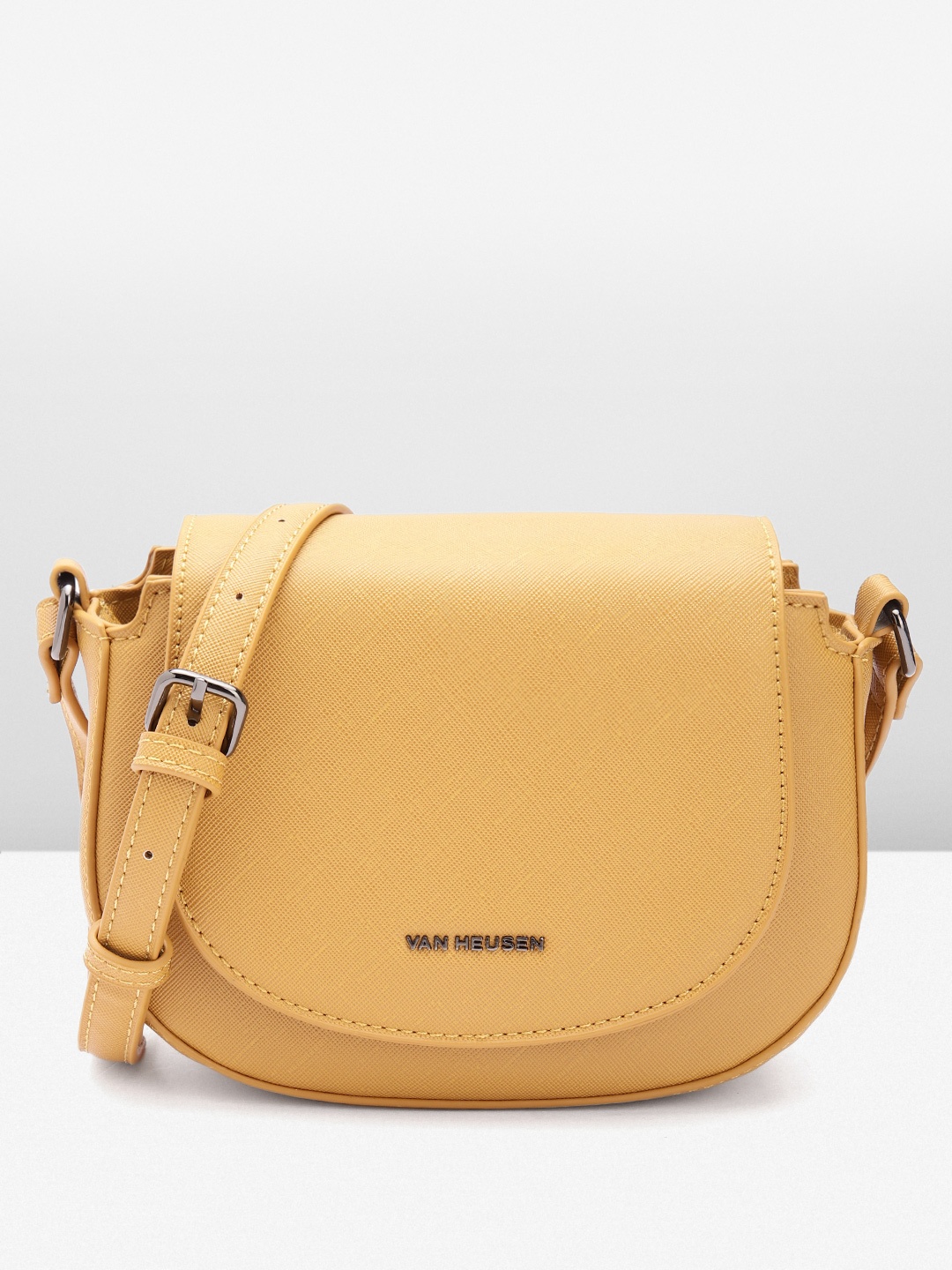

Van Heusen Textured Structured Sling Bag, Mustard