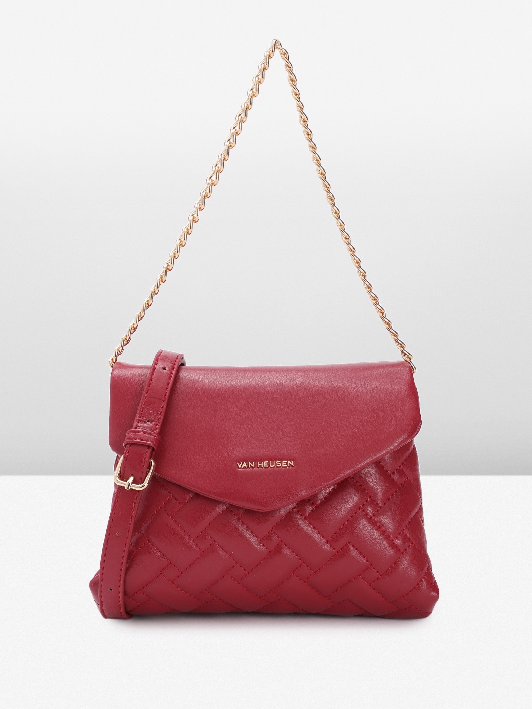

Van Heusen Maroon Self Design Satchel