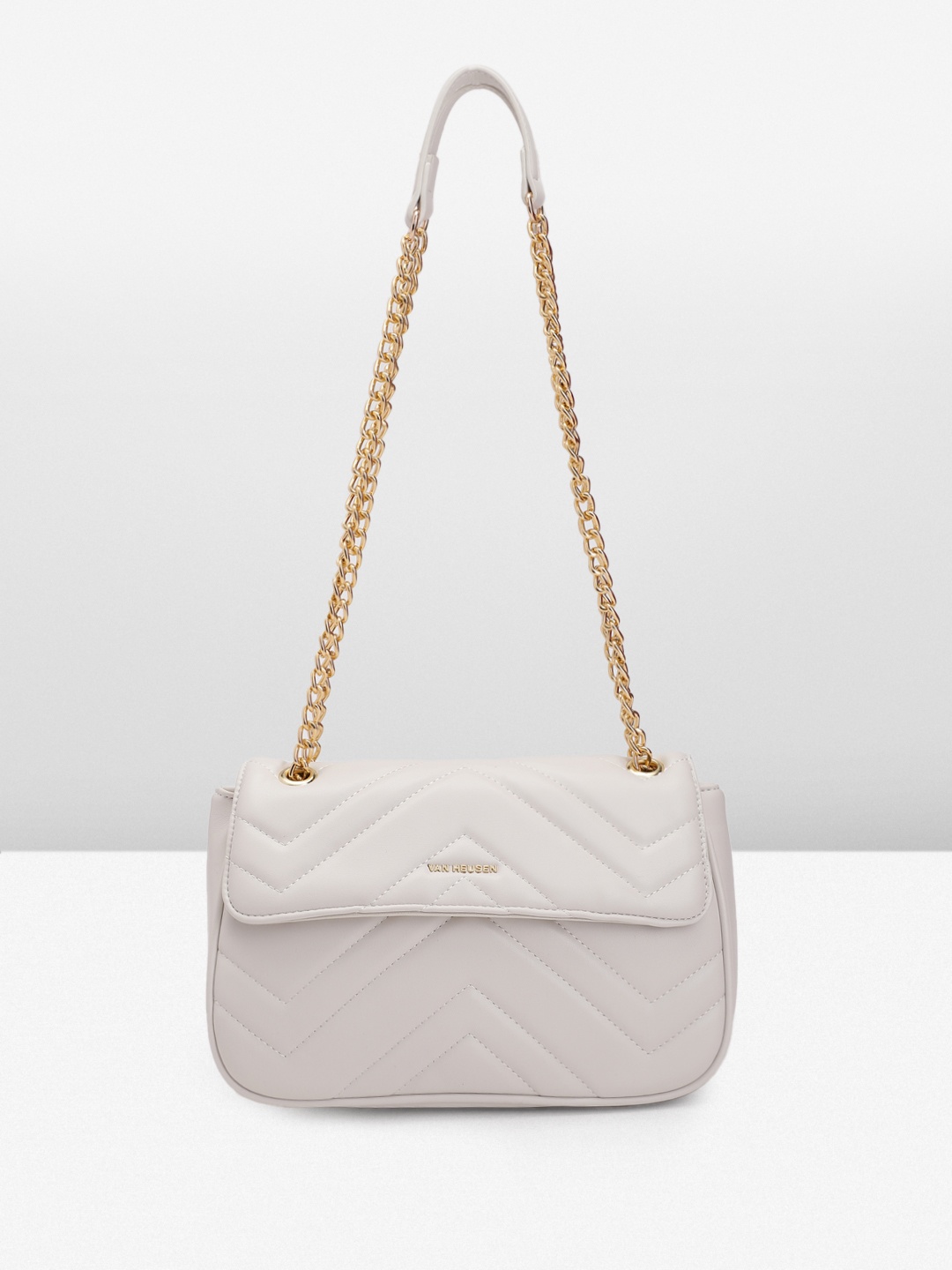 

Van Heusen Solid Quilted Structured Mini Shoulder Bag, Off white
