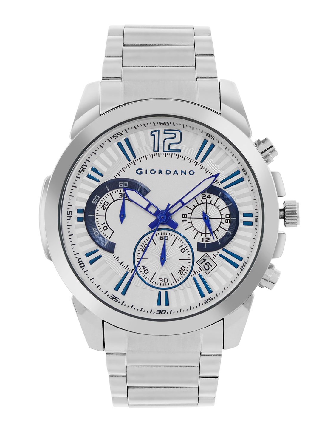 

GIORDANO Men Textured Dial & Bracelet Style Straps Analogue Watch GZ-50051-11, Silver