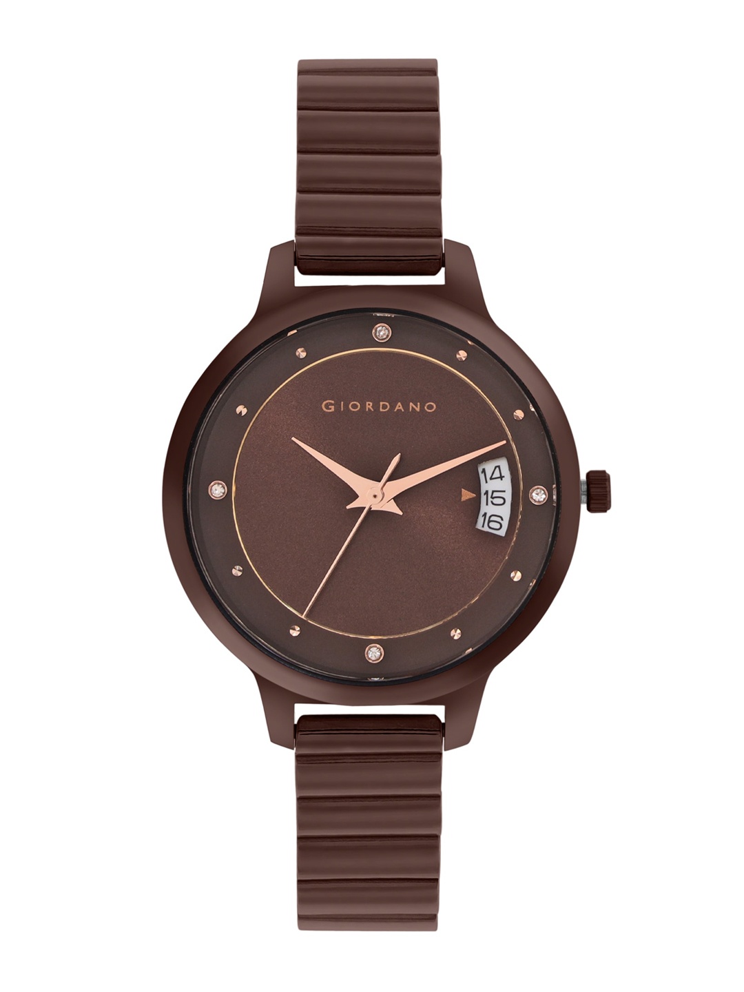 

GIORDANO Women Embellished Dial & Bracelet Style Straps Analogue Watch GD4206-11, Brown