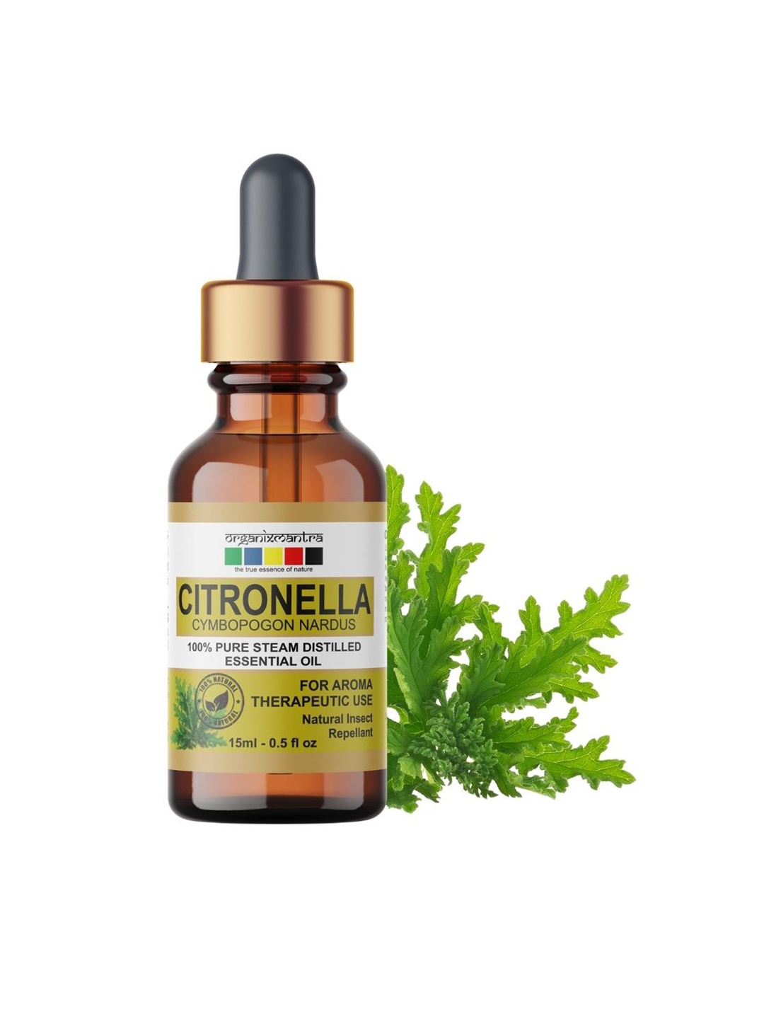 

Organix Mantra Pure Steam Distilled Citronella Essential Oil - 15 ml, Green