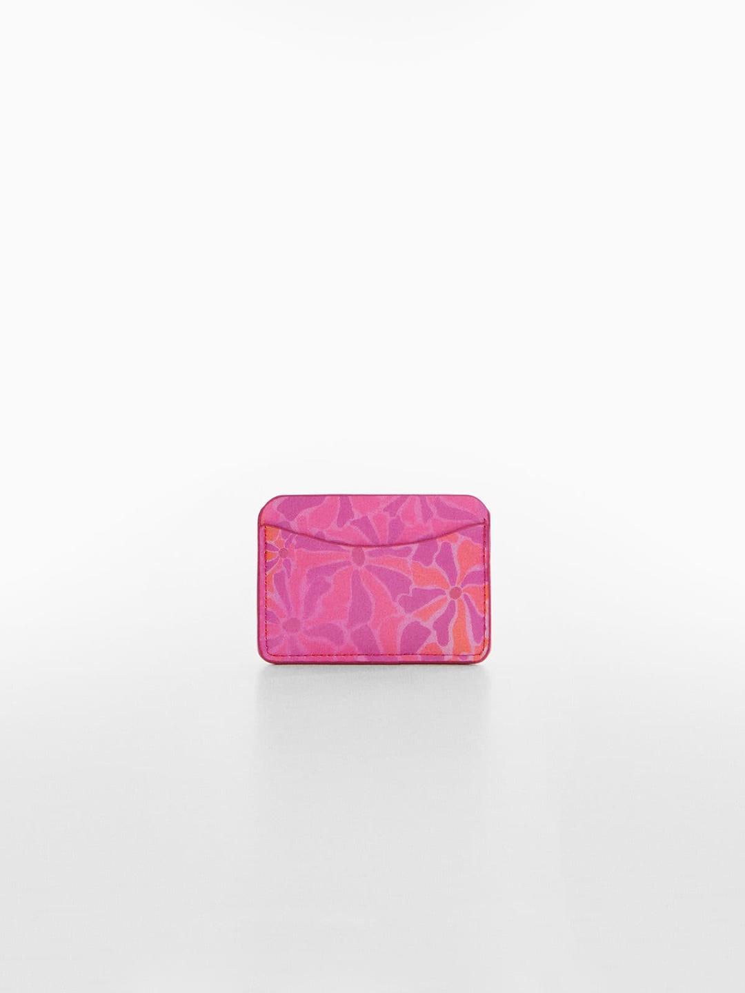 

MANGO Women Iridescent Effect Floral Printed Card Holder, Pink