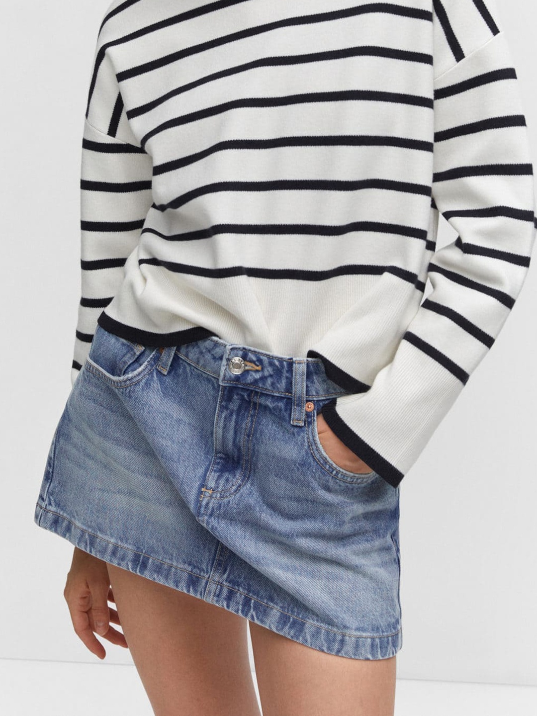 

MANGO Low-Rise Denim Mini Skirt, Blue